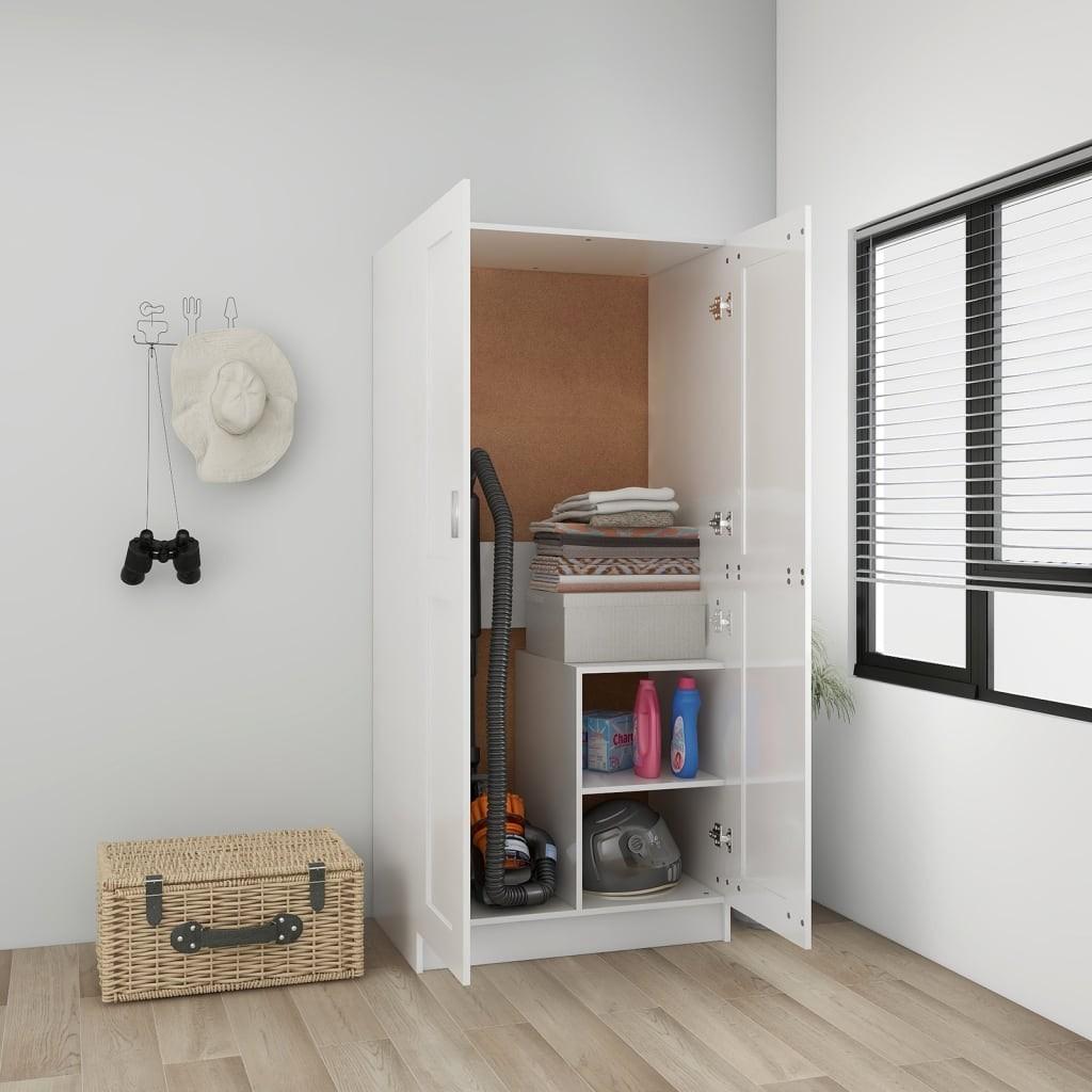 Klædeskab 82,5x51,5x180 cm konstrueret træ hvid højglans