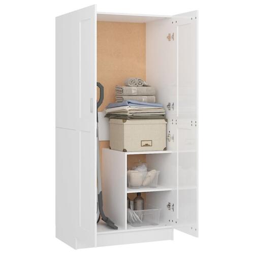 Klædeskab 82,5x51,5x180 cm konstrueret træ hvid højglans