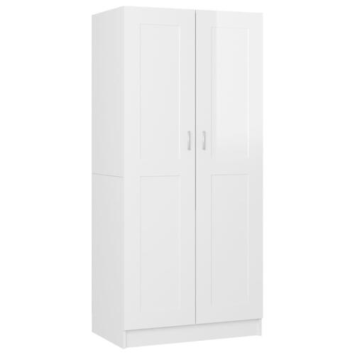 Klædeskab 82,5x51,5x180 cm konstrueret træ hvid højglans