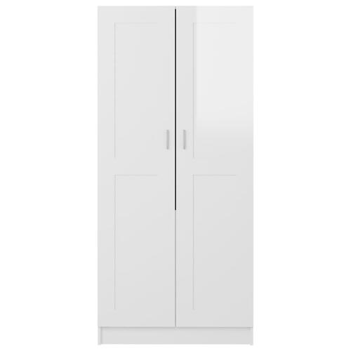 Klædeskab 82,5x51,5x180 cm konstrueret træ hvid højglans