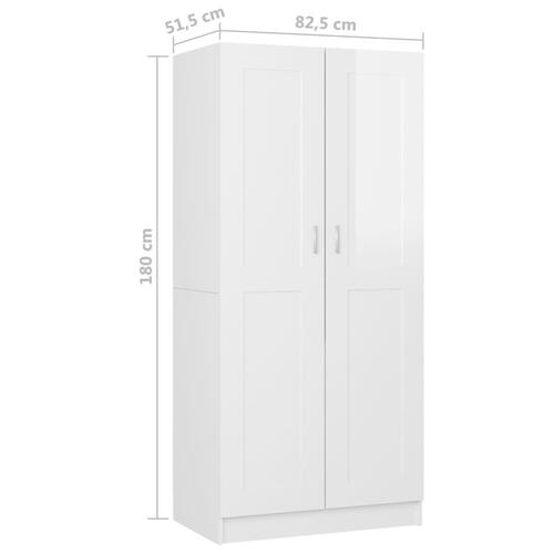 Klædeskab 82,5x51,5x180 cm konstrueret træ hvid højglans