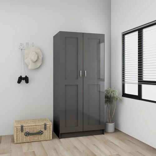 Klædeskab 82,5x51,5x180 cm konstrueret træ grå højglans