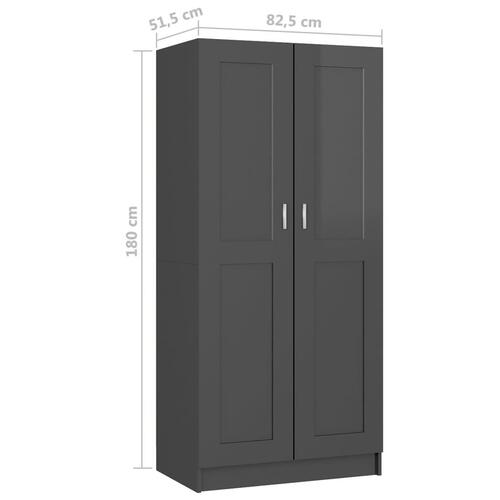 Klædeskab 82,5x51,5x180 cm konstrueret træ grå højglans