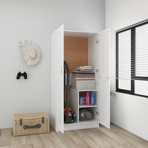 Klædeskab 82,5x51,5x180 cm konstrueret træ hvid