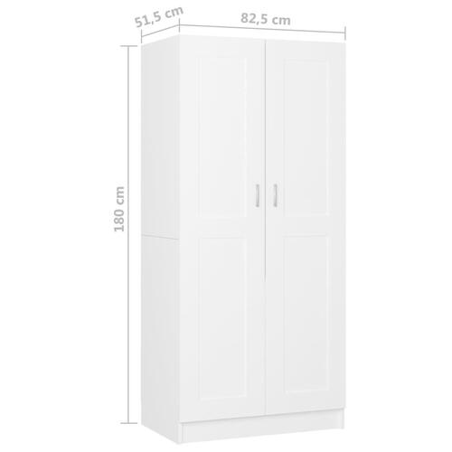 Klædeskab 82,5x51,5x180 cm konstrueret træ hvid