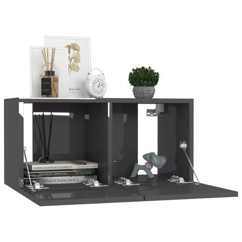 Væghængte tv-skabe 2 stk. 60x30x30 cm grå højglans