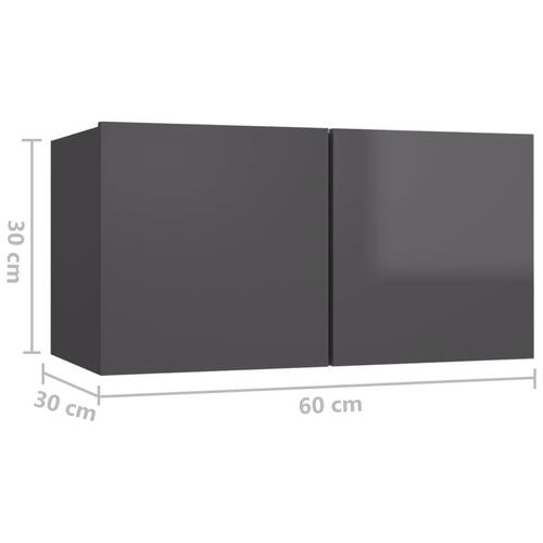 Væghængte tv-skabe 2 stk. 60x30x30 cm grå højglans