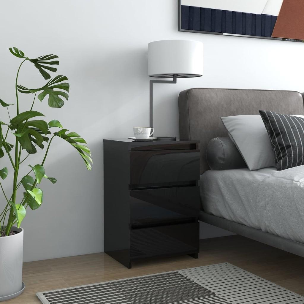 Natborde 2 stk. 40x35x62,5 spånplade sort højglans