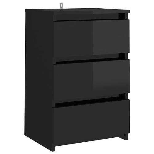 Natborde 2 stk. 40x35x62,5 spånplade sort højglans