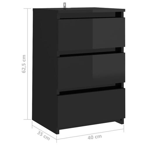 Natborde 2 stk. 40x35x62,5 spånplade sort højglans