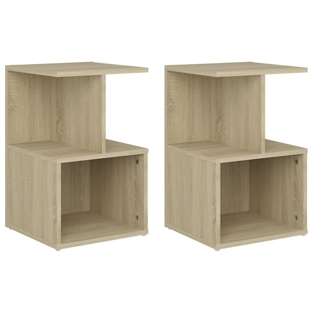 Sengeskabe 2 stk. 35x35x55 cm spånplade sonoma-eg