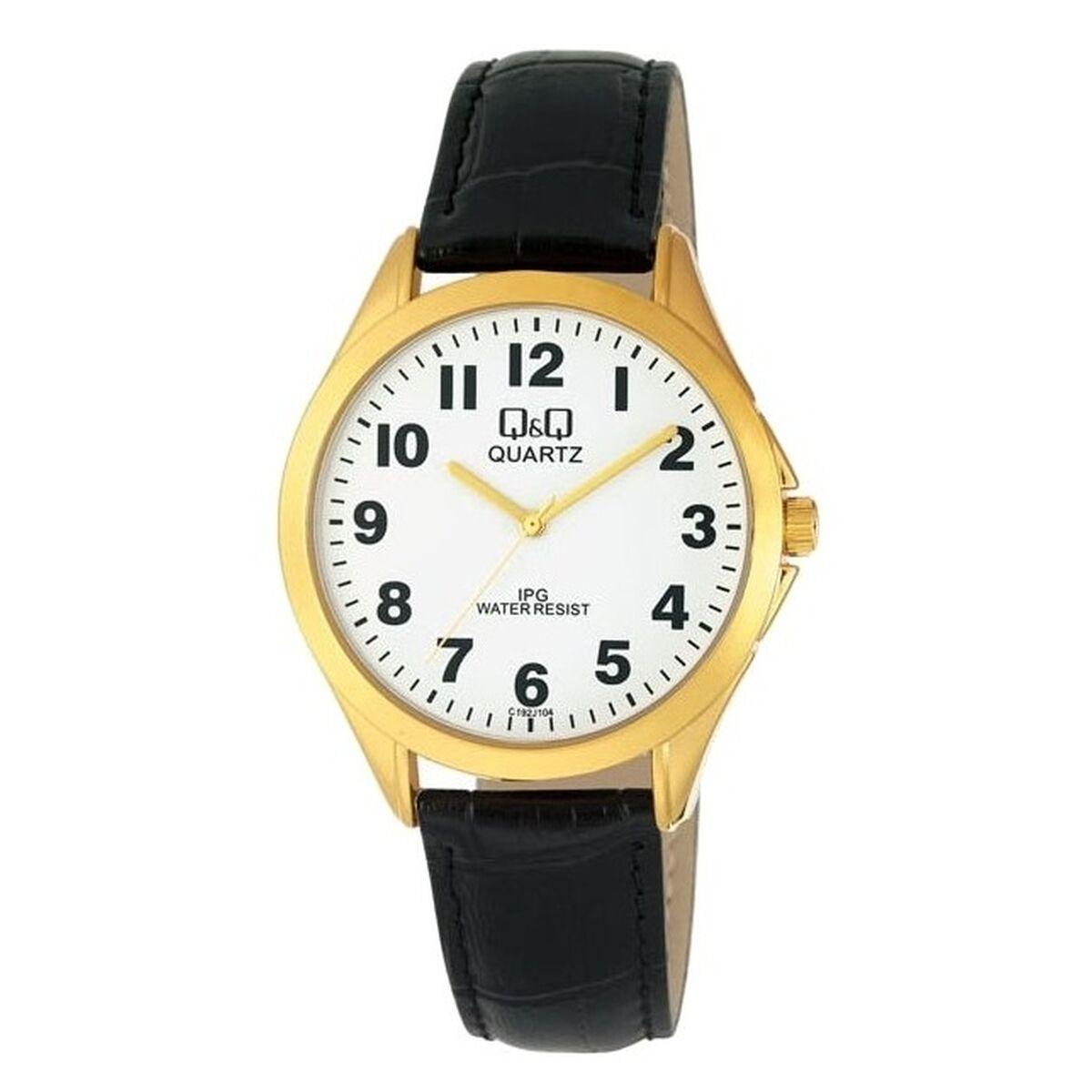 Q&Q GENT Only Time herreur - 38 mm, læderrem, kvarts billede
