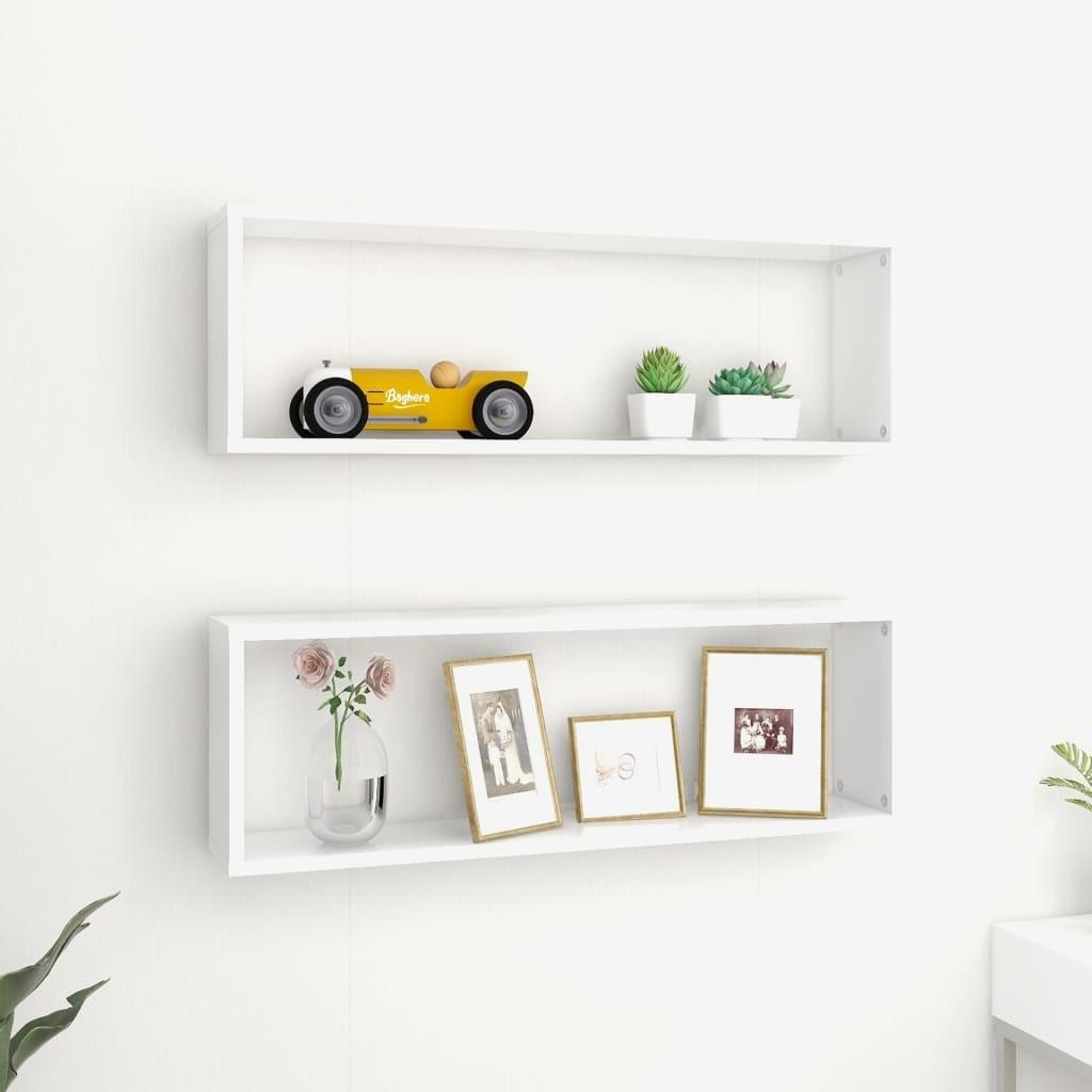 Væghylder 2 stk. 80x15x26,5 cm kubeformet spånplade hvid