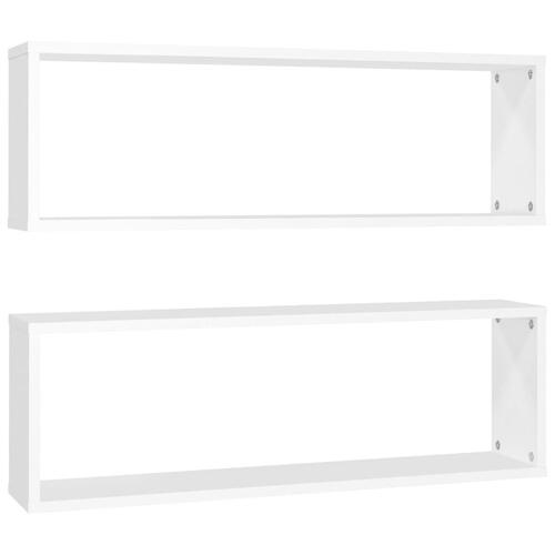 Væghylder 2 stk. 80x15x26,5 cm kubeformet spånplade hvid