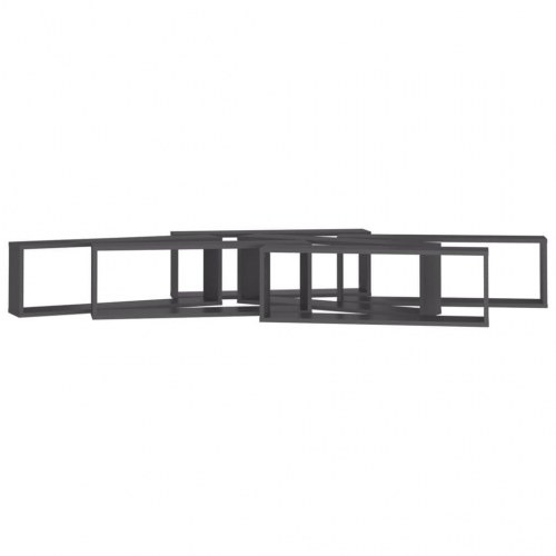 Væghylder 6 stk. 80x15x26,5 cm kubeform konstrueret træ grå