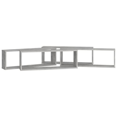 Væghylder 4 stk. 80x15x26,5 cm spånplade kubeform betongrå