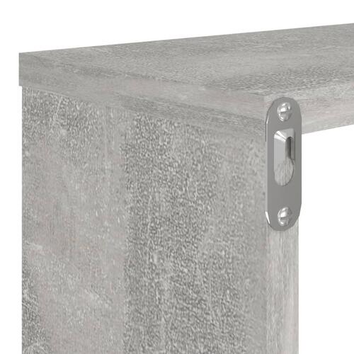 Væghylder 4 stk. 80x15x26,5 cm spånplade kubeform betongrå