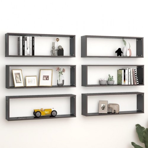 Væghylder 6 stk. 80x15x26,5 cm kubeform konstrueret træ