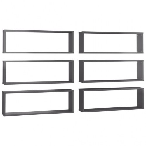 Væghylder 6 stk. 80x15x26,5 cm kubeform konstrueret træ