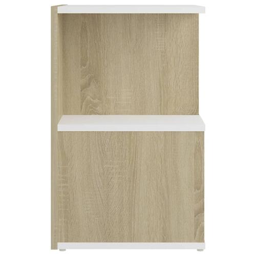 Sengeborde 2 stk. 35x35x55 cm spånplade hvid og sonoma-eg