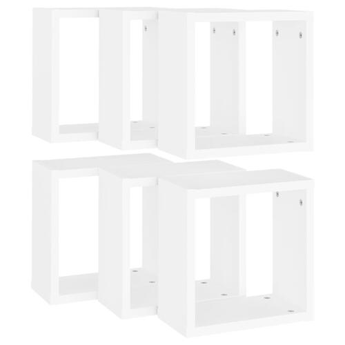 Væghylder 6 stk. 30x15x30 cm kubeformet hvid