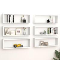 Væghylder 6 stk. 80x15x26,5 cm kubeformet spånplade hvid