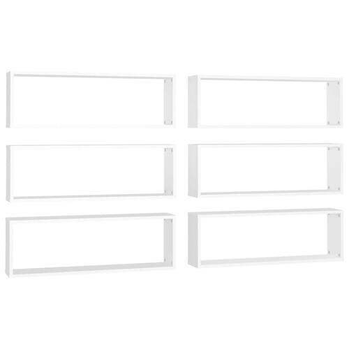 Væghylder 6 stk. 80x15x26,5 cm kubeformet spånplade hvid
