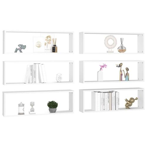 Væghylder 6 stk. 80x15x26,5 cm kubeformet spånplade hvid