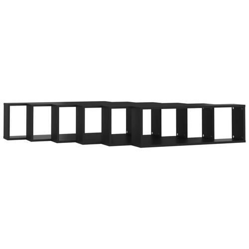 Væghylder 6 stk. 80x15x26,5 cm kubeformet spånplade sort