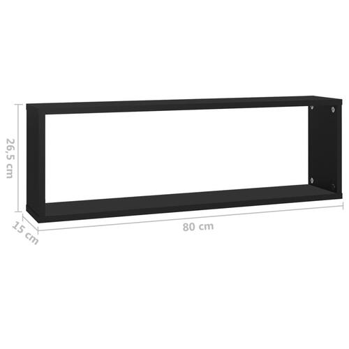 Væghylder 6 stk. 80x15x26,5 cm kubeformet spånplade sort