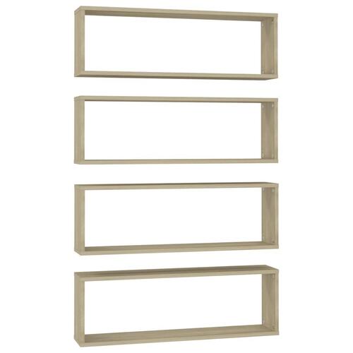 Væghylder 4 stk. 80x15x26,5 cm kubeformet spånplade sonoma-eg