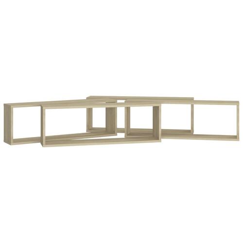 Væghylder 4 stk. 80x15x26,5 cm kubeformet spånplade sonoma-eg