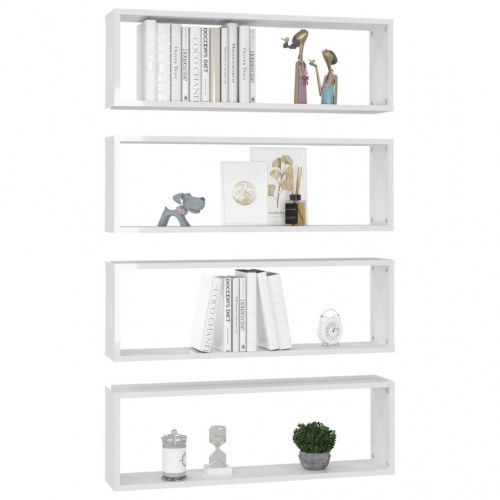 Væghylder 4 stk. 80x15x26,5 cm kubeform konstrueret træ