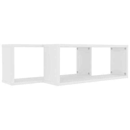 Væghylder 2 stk. 60x15x23 cm kubeformet konstrueret træ hvid