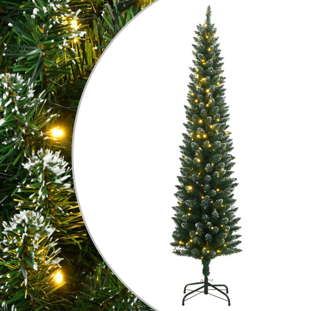Kunstigt smalt juletræ med 300 LED-lys 210 cm