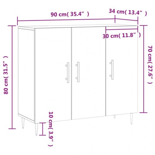 Skænk 90 x 34 x 80 cm - røget egetræsfarve