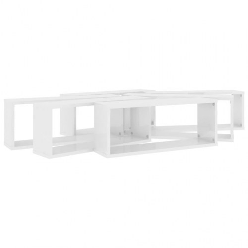 Væghylder 6 stk. 60x15x23 cm kubeformet hvid højglans