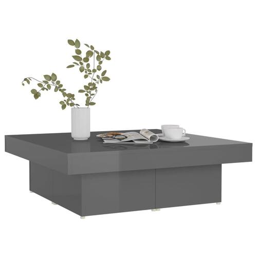 Sofabord 90x90x28 cm konstrueret træ grå højglans