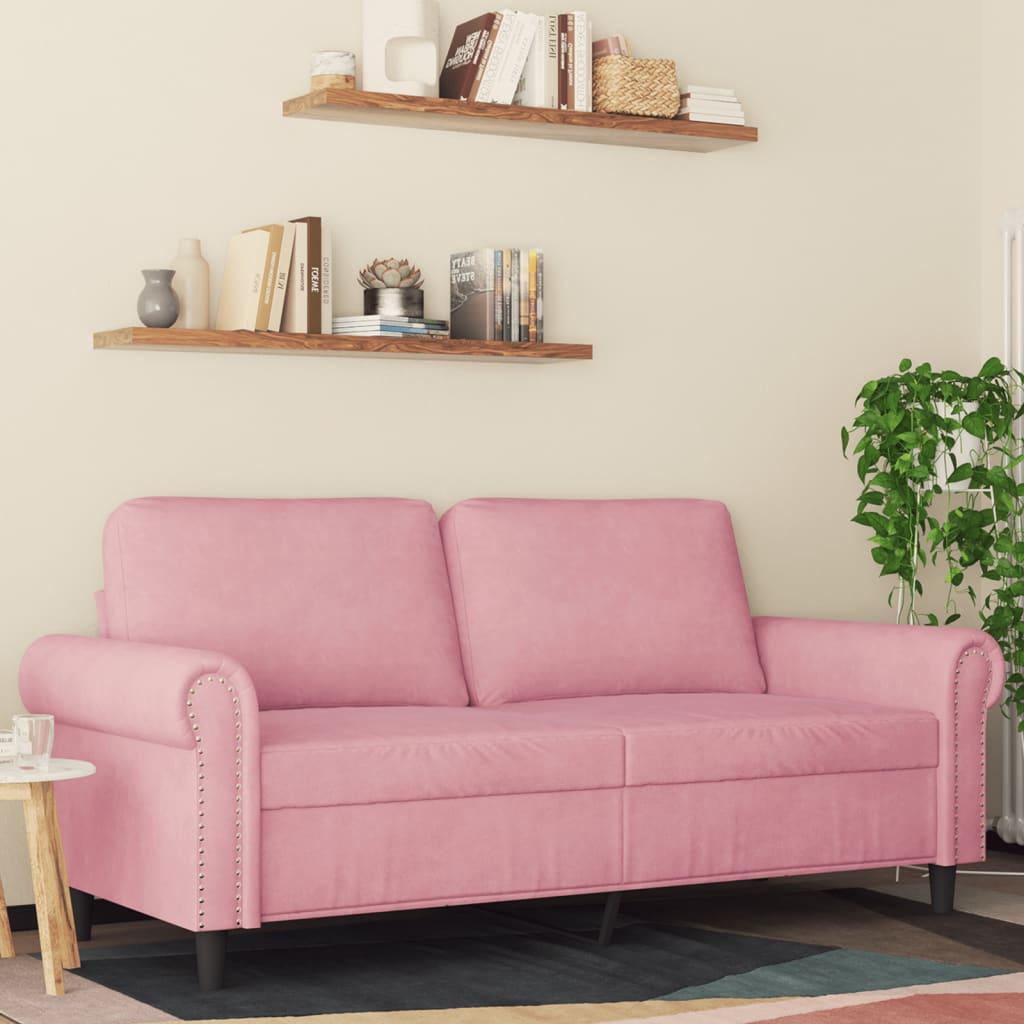 2-personers sofa 140 cm fløjl lyserød