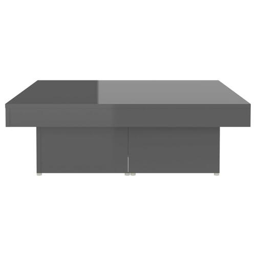 Sofabord 90x90x28 cm konstrueret træ grå højglans