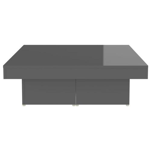 Sofabord 90x90x28 cm konstrueret træ grå højglans
