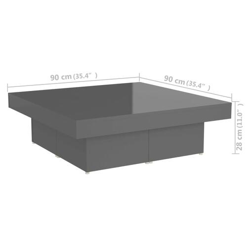 Sofabord 90x90x28 cm konstrueret træ grå højglans