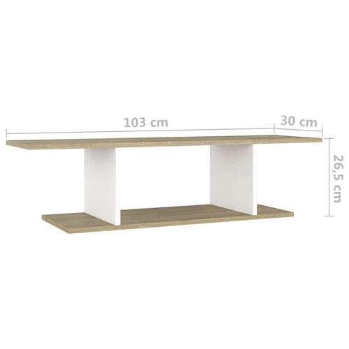 Væghængt tv-skab 103x30x26,5 cm hvid og sonoma-eg