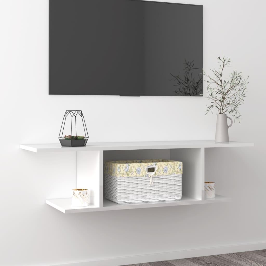 Væghængt tv-skab 103x30x26,5 cm hvid højglans