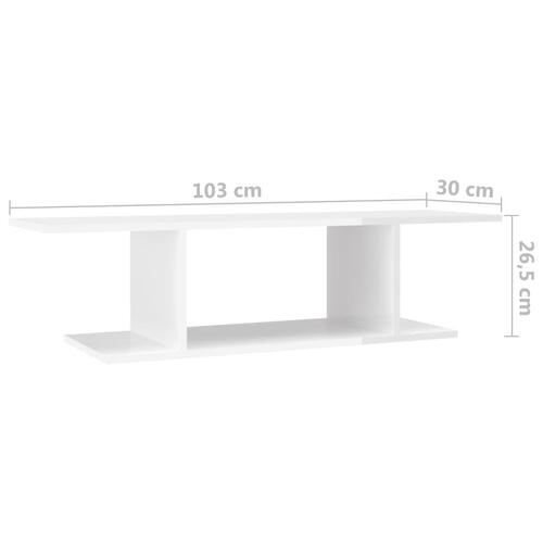 Væghængt tv-skab 103x30x26,5 cm hvid højglans