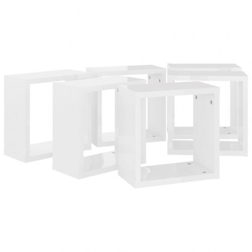 Væghylder 6 stk. 30x15x30 cm kubeformet hvid højglans
