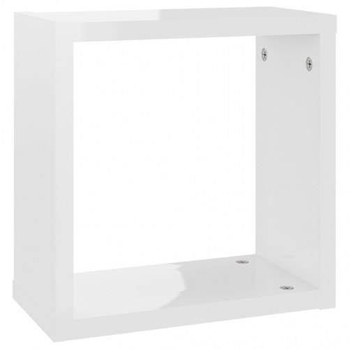 Væghylder 6 stk. 30x15x30 cm kubeformet hvid højglans