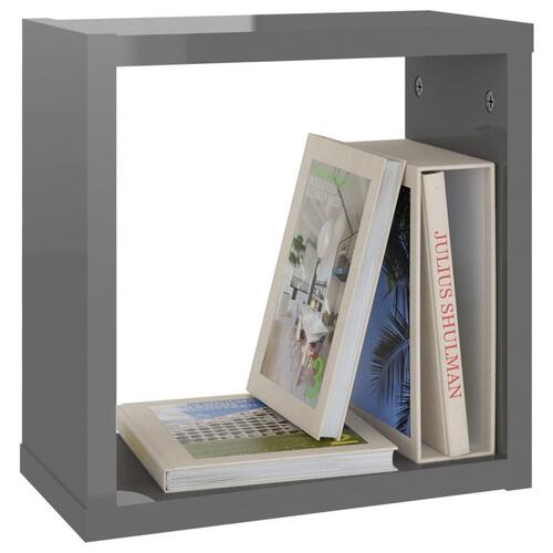 Væghylder 6 stk. 30x15x30 cm kubeformet grå højglans