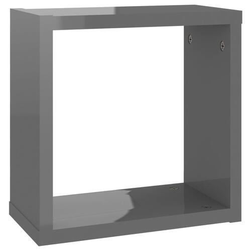 Væghylder 6 stk. 30x15x30 cm kubeformet grå højglans