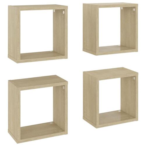 Væghylder 4 stk. 26x15x26 cm kubeformet sonoma-eg